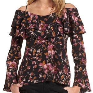 BP Cold Shoulder Ruffle Floral Print Top